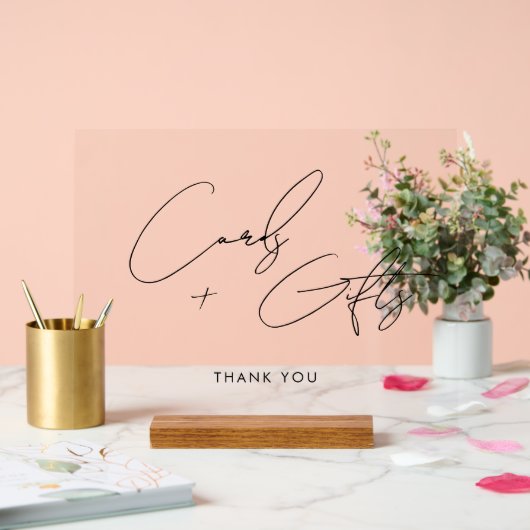 スクリプミニマルトカード+ギフト結婚ズブラック アクリルサイン (ウェディング)