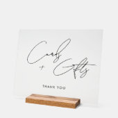 スクリプミニマルトカード+ギフト結婚ズブラック アクリルサイン (傾斜)