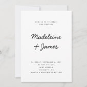 スクリプミニマルトシンプルモダン白黒結婚の 招待状 (正面)