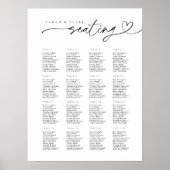 スクリプミニマルトタイポグラフィの結婚シーティングチャート ポスター (正面)