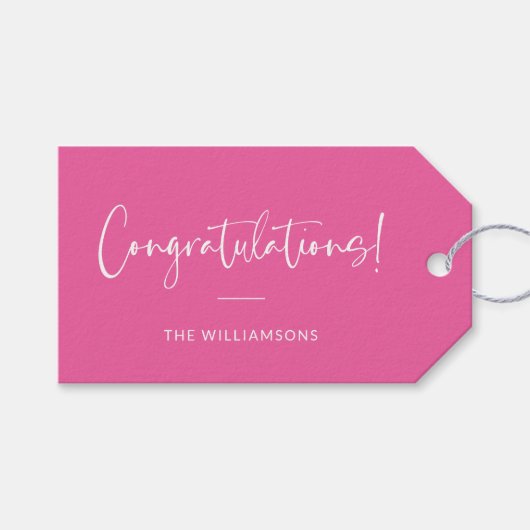 スクリプミニマルトパーソナライズされたおめでとう ギフトタグ (正面(横))