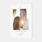 スクリプミニマルトモダンカップルの写真の休日 メタルオーナメント (正面左)