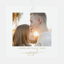 スクリプミニマルトモダンカップルの写真の休日 メタルオーナメント