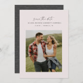 スクリプミニマルトモダン赤面ピンク写真 セーブザデート (正面/裏面)