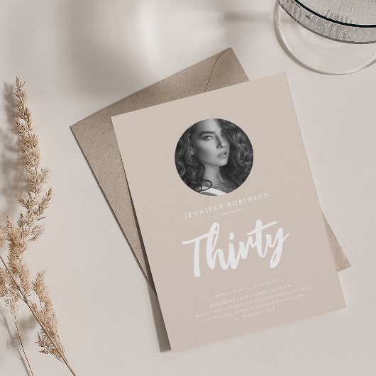 スクリプミニマルト写真30th誕生日シャンパン 招待状