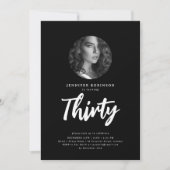 スクリプミニマルト写真30th誕生日ブラック 招待状 (正面)
