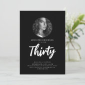 スクリプミニマルト写真30th誕生日ブラック 招待状 (スタンド正面)