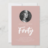 スクリプミニマルト写真40th Birthday Dustyバラ 招待状 (正面)