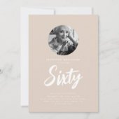 スクリプミニマルト写真60th誕生日シャンパン 招待状 (正面)