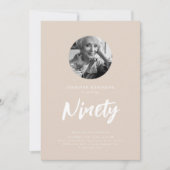 スクリプミニマルト写真90th誕生日シャンパン 招待状 (正面)