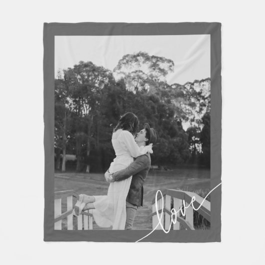 スクリプミニマルト白黒カップルの写真 フリースブランケット (正面)