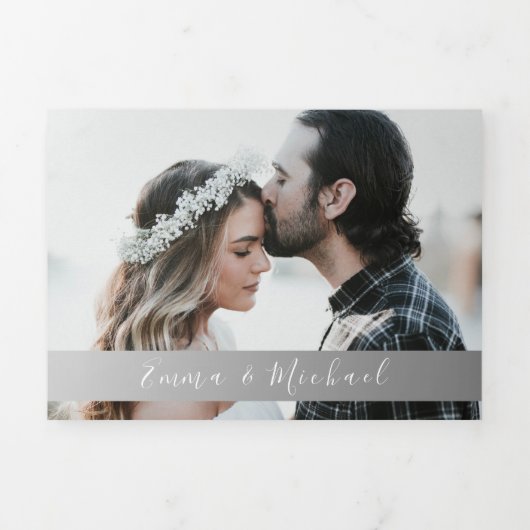 スクリプミニマルト結婚の3倍招待状 三つ折り招待状 (カバー)