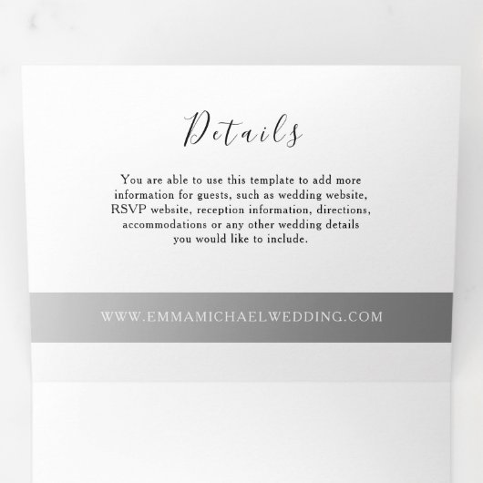 スクリプミニマルト結婚の3倍招待状 三つ折り招待状 (内部最初)