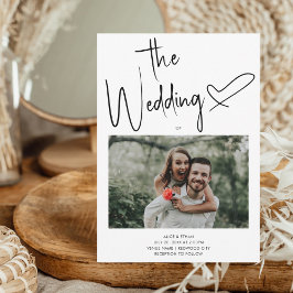 スクリプミニマルト署名ハートフォトホワ結婚イト 招待状