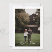 スクリプミニマルト署名ハートフォトホワ結婚イト 招待状 (裏面)