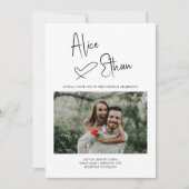 スクリプミニマルト署名ハート写真（白） 招待状 (正面)