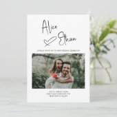 スクリプミニマルト署名ハート写真（白） 招待状 (スタンド正面)