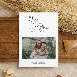 スクリプミニマルト署名ハート写真（白） 招待状