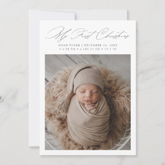 スクリプミニマルト自分の初めてのクリスマスベビーフォトカード シーズンカード (正面)
