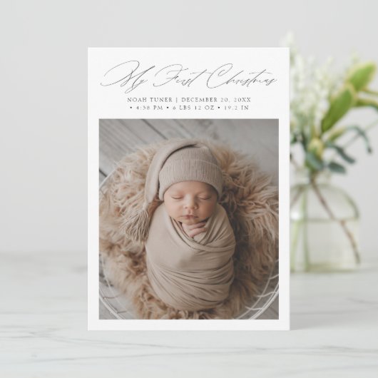 スクリプミニマルト自分の初めてのクリスマスベビーフォトカード シーズンカード (スタンド正面)