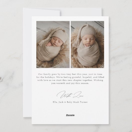 スクリプミニマルト自分の初めてのクリスマスベビーフォトカード シーズンカード (裏面)