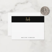 スクリプミニマルト金属黒金ゴールドモノグラム ノートカード (正面/裏面インサイチュ)