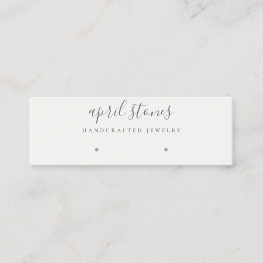 スクリプミニマルト黒灰色の白いイヤリングディスプレイ スキニー名刺 (正面)