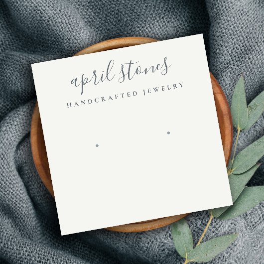 スクリプミニマルト黒灰色の白いイヤリングディスプレイ スクエア名刺