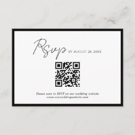 スクリプミニマルト黒縁どQRコード結婚式Rsvp エンクロージャーカード