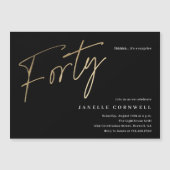 スクリプミニマルト黒金ゴールド0番目の誕生日 マグネット招待状 (正面)