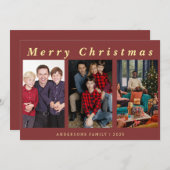 スクリプミニマルト3フォトメリークリスマスレッドフォイル シーズンカード (正面/裏面)