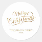スクリプミニマルト・メリークリスマス・ゴールド・フォイル ラウンドシール (正面)