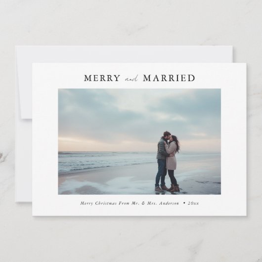 スクリプメリートと新結婚した婚の写真クリスマス シーズンカード (正面)