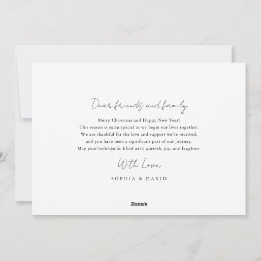 スクリプメリートと新結婚した婚の写真クリスマス シーズンカード (裏面)