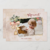 スクリプメリートと花/引き裂かれたアンティーク紙写真 シーズンカード (正面/裏面)