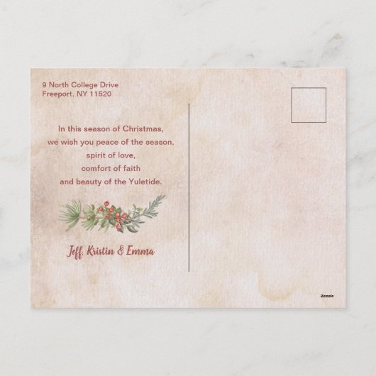 スクリプメリートと花/引き裂かれたアンティーク紙写真 シーズンポストカード (裏面)