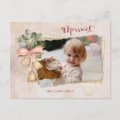 スクリプメリートと花/引き裂かれたアンティーク紙写真 シーズンポストカード (正面)
