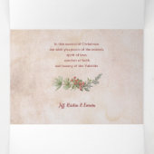 スクリプメリートと花/引き裂かれたアンティーク紙写真 三つ折りクリスマスカード (内部中)