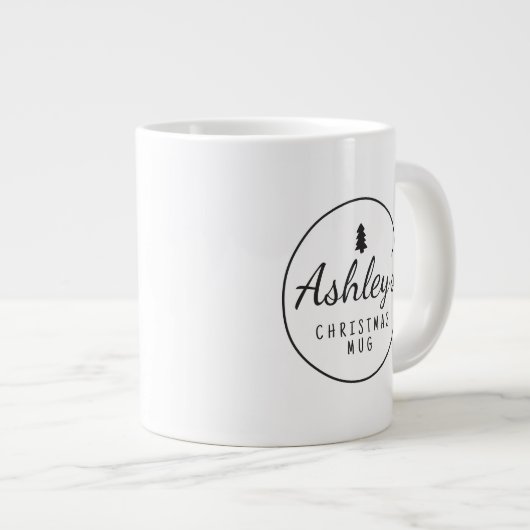 スクリプメリートタイポグラフィクリスマスパーソナライズされた ジャンボコーヒーマグカップ (正面右)