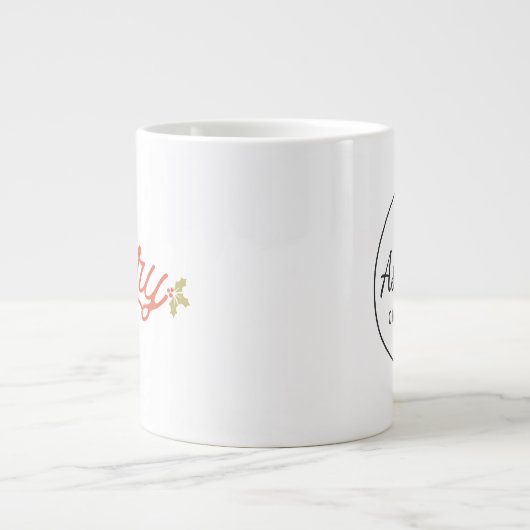 スクリプメリートタイポグラフィクリスマスパーソナライズされた ジャンボコーヒーマグカップ (正面)