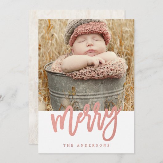 スクリプメリートフェイクバラゴールドフォイルホリデーフォト シーズンカード (正面/裏面)