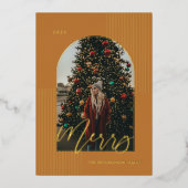 スクリプメリートモダンストライプフォトアーチフレーム黄色 箔シーズンカード (正面)