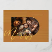 スクリプメリートモダンストライプフォトアーチフレーム黄色 箔シーズンカード (正面)