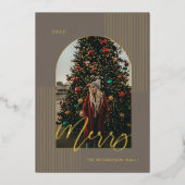 スクリプメリートモダンストライプフォトアーチ枠グレー 箔シーズンカード (正面)