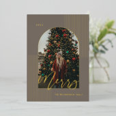 スクリプメリートモダンストライプフォトアーチ枠グレー 箔シーズンカード (立ち正面)