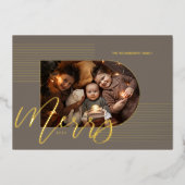 スクリプメリートモダンストライプフォトアーチ枠グレー 箔シーズンカード (正面)