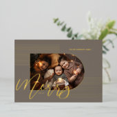 スクリプメリートモダンストライプフォトアーチ枠グレー 箔シーズンカード (立ち正面)