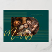 スクリプメリートモダンストライプフォトアーチ枠（緑） 箔シーズンカード (正面)