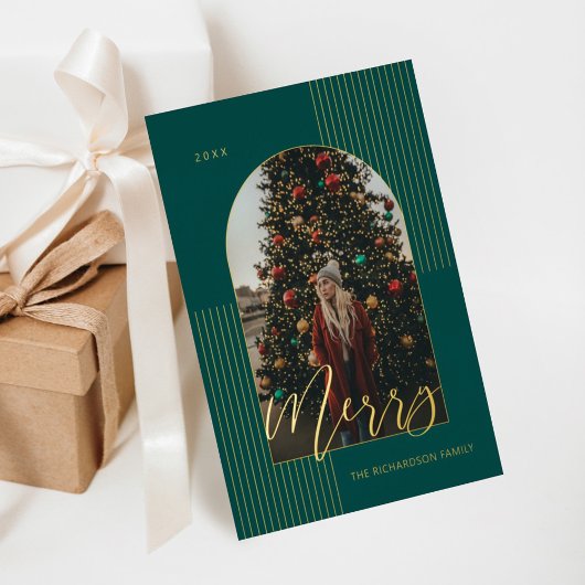 スクリプメリートモダンストライプフォトアーチ枠（緑） 箔シーズンカード