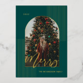 スクリプメリートモダンストライプフォトアーチ枠（緑） 箔シーズンカード (正面)